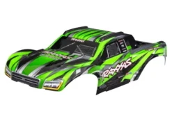 Traxxas Body, Maxx Slash, green (painted)/ decal sheet (assembled with body support, body plastics, & latches for clipless mounting) – TRX10211-GRN