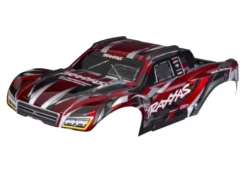 Traxxas Body, Maxx Slash, red (painted)/ decal sheet (assembled with body support, body plastics, & latches for clipless mounting) – TRX10211-RED