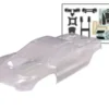 TRAXXAS Body, Mini XRT® (clear, requires painting)/ window masks/ decal sheet (includes front & rear body latches, hardware) (for clipless mounting) – 10712