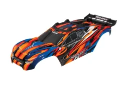 Traxxas Body, Rustler 4X4 VXL, orange/ window, grille, lights decal sheet (assembled with front & rear body mounts and rear body support for clipless mounting) – TRX6717T
