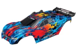 Traxxas Body, Rustler 4X4 VXL, red/ window, grill, lights decal sheet (assembled with front & rear body mounts and rear body support for clipless mounting) – TRX6717R