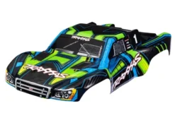 Traxxas Body, Slash 4X4 (also fits Slash VXL & Slash 2WD), green and blue (painted, decals applied) (assembled with front & rear latches for clipless mounting) – TRX6844-GRN