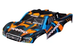 Traxxas Body, Slash 4X4 (also fits Slash VXL & Slash 2WD), orange and blue (painted, decals applied) (assembled with front & rear latches for clipless mounting) – TRX6844-ORNG