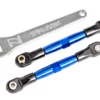 Traxxas Camber links, front (TUBES blue-anodized, 7075-T6 aluminum, stronger than titanium) (2) (assembled with rod ends and hollow balls)/ aluminum wrench (1) (fits Drag Slash) – TRX2444X