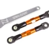 Traxxas Camber links, rear (TUBES orange-anodized, 7075-T6 aluminum, stronger than titanium) (2) (assembled with rod ends and hollow balls)/ aluminum wrench (1) (fits Drag Slash) – TRX2443T