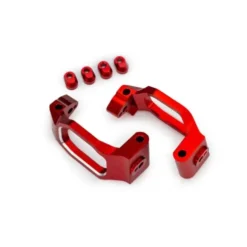 Traxxas Caster blocks, 6061-T6 aluminum red-anodized left & right/ 4x22mm pin 4, 3x10mm BCS with threadlock 4, retainers 4 – TRX10232-RED