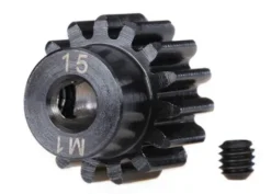 Traxxas Gear, 15-T pinion (machined) (1.0 metric pitch) (fits 5mm shaft)/ set screw (compatible with steel spur gears) – TRX6487R