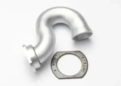 Traxxas Header, exhaust (tubular aluminum, silver-anodized)/ spring mount (TRX 2.5, 2.5R 3.3) – TRX5340X