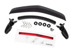 Traxxas Mirrors, side, black (left & right)/ mirror retainers (2)/ body clips (4)/ o-rings (4)/ spoiler, black/ spoiler retainer (1)/ 1.6×5 BCS (self-tapping) (3) – TRX8392