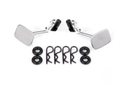 Traxxas Mirrors, side, chrome (left & right)/ o-rings (4)/ body clips (4) (fits TRX9112 body) – TRX9121