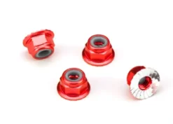 Traxxas Nuts, aluminum, flanged, serrated (4mm) (red-anodized) (4) – TRX1747A