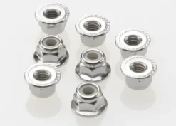 Traxxas Nuts, 4mm flanged nylon locking (steel, serrated) (8) – TRX3647
