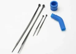 Traxxas Pipe coupler, molded (blue)/ exhaust deflecter (rubber, blue) – TRX5245