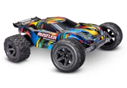 Traxxas Rustler 2WD HD VX3 3S Brushless truggy truck RTR TSM 2.4Ghz 100 km/h zonder accu en lader – Geel