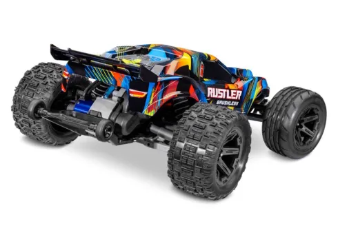 Traxxas Rustler 2WD HD VX3 3S Brushless truggy truck RTR TSM 2.4Ghz 100 km/h zonder accu en lader – Geel