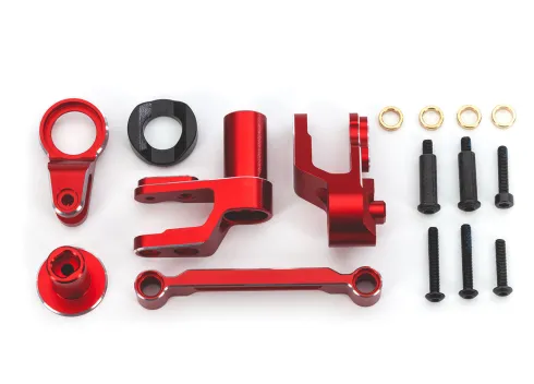 Traxxas Steering bellcranks, draglink (red-anodized 6061-T6 aluminum)/ bellcrank bushing (1)/ 3x20mm BCS (with threadlock) (2)/ 3x20mm BCS (with threadlock) (2)/ 3x20mm shoulder screws (with threadlock) (2)/ 3x15mm BCS (with threadlock) (1)/ 3x10mm CS – TRX10246-RED