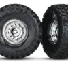 Traxxas Tires and wheels, assembled, glued (1.9″ chrome wheels, Canyon Trail 1.9 tires) (2)/ center caps (2)/ decal sheet (requires TRX8255A extended stub axle) – TRX8177