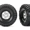 Traxxas Tires and wheels, assembled, glued (TRX-4 Sport, satin chrome, black beadlock 1.9′ wheels, Canyon Trail 4.6×1.9′ tires) (2) – TRX8179X
