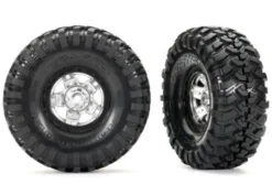 Traxxas Tires and wheels, assembled, glued (TRX-4 Sport, satin chrome, black beadlock 1.9′ wheels, Canyon Trail 4.6×1.9′ tires) (2) – TRX8179X