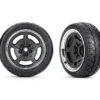 Traxxas Tires and wheels, assembled, glued (black with chrome wheels, 2.1″ Response tires) (front) (2) – TRX9372