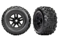 Traxxas Tires and wheels, assembled, glued (3.8′ black wheels, Sledgehammer tires, foam inserts) (2) – TRX9672