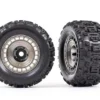 Traxxas Tires and wheels, assembled, glued (3.8′ satin black chrome wheels, satin black chrome wheel covers, Sledgehammer tires, foam inserts) (2) – TRX9572A