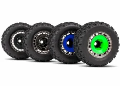 Traxxas Tires and wheels, assembled, glued (3.8′ satin black chrome wheels, satin black chrome wheel covers, Sledgehammer tires, foam inserts) (2) – TRX9572A