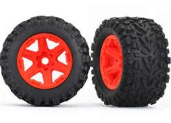 Traxxas Tires & wheels, assembled, glued (orange wheels, Talon EXT tires, foam inserts) (2) – TRX8672A