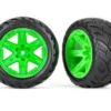 Traxxas Tires & wheels, assembled, glued (2.8″) (RXT green wheels, Anaconda tires, foam inserts) (4WD electric front/rear, 2WD electric front only) (2) (TSM rated) – TRX6775G