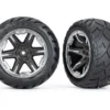 Traxxas Tires & wheels, assembled, glued (2.8″) (RXT black & chrome wheels, Anaconda tires, foam inserts) (2WD electric rear) (2) (TSM rated) – TRX6768X
