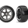 Traxxas Tires & wheels, assembled (six spoke graphite gray wheels 1.9″ Drift tires wide, rear) – TRX10576
