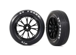 Traxxas Tires & wheels, assembled, glued (Weld gloss black wheels, tires, foam inserts) (front) (2) – TRX9474