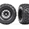 Traxxas Tires & wheels, assembled, glued (XRT Race black wheels, Sledgehammer tires, foam inserts) (left & right) -TRX7876