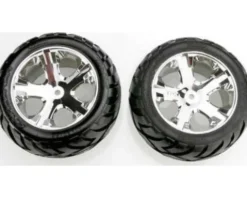 Traxxas Tires & wheels, assembled, glued (All Star chrome wheels, Anaconda tires, foam inserts) (electric rear) (1 left, 1 right) – TRX3773