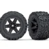 Traxxas Tires & wheels, assembled, glued (2.8″) (Rustler 4X4 black wheels, Talon Extreme tires, foam inserts) (2) (TSM rated) – TRX6773