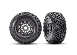 Traxxas Tires & wheels, assembled, glued, left (1), right (1) (charcoal gray wheels, Maxx Slash belted tires, foam inserts) (17mm splined) (TSM rated) – TRX10272-GRAY