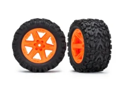 Traxxas Tires & wheels, assembled, glued (2.8″) (RXT orange wheels, Talon Extreme tires, foam inserts) (electric rear) (2) (TSM rated) – TRX6774A