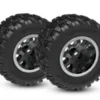 Traxxas Tires & wheels, assembled (black with satin beadlock wheels, dual profile (2.1″ outer, 2.6″ inner), Sledgehammer tires, foam inserts)) (rear) (2) – TRX10770-STBLK