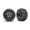TRAXXAS Tires & wheels, assembled, glued (Pro Scale Sand Car Race black chrome wheels, belted paddle tires, dual profile (3.6″ outer, 4.7″ inner), foam inserts) (rear) (1 left, 1 right) – TRX10973-BLKC