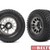 Traxxas Tires & wheels, assembled, glued (XRT Race black chrome wheels, Gravix belted tires, dual profile (4.3′ outer, 5.7′ inner) foam inserts) (left & right) – TRX7862X