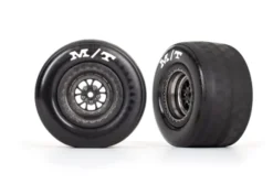 Traxxas Tires & wheels, assembled, glued (Weld satin black chrome wheels, tires, foam inserts) (rear) (2) – TRX9475A