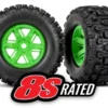 Traxxas Tires & wheels, assembled, glued (X-Maxx green wheels, Sledgehammer tires, foam inserts) (left & right) (2) – TRX7774G