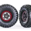Traxxas Tires & wheels, assembled, glued (TRX-4 Sport 2.2′ gray, red beadlock style wheels, Canyon Trail 5.3×2.2′ tires) (2) – TRX8181-RED