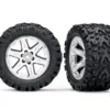 Traxxas Tires & wheels, assembled, glued (2.8″) (RXT satin chrome wheels, Talon Extreme tires, foam inserts) (electric rear) (2) (TSM rated) – TRX6774R