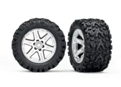 Traxxas Tires & wheels, assembled, glued (2.8″) (RXT satin chrome wheels, Talon Extreme tires, foam inserts) (2) (TSM rated) – TRX6773R