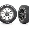 Traxxas Tires & wheels, assembled, glued (Weld black chrome wheels, tires, foam inserts) (front) (2) – TRX9474X