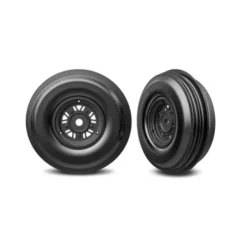 TRAXXAS Tires & wheels, assembled, glued (Pro Scale® Sand Car black wheels, ribbed tires, dual profile (3.2″ outer, 4.9″ inner), foam inserts) (front) (1 left, 1 right) – TRX10971