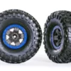Traxxas Tires & wheels, assembled, glued (TRX-4 Sport 2.2′ gray, blue beadlock style wheels, Canyon Trail 5.3×2.2′ tires) (2) – TRX8181-BLUE