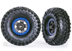 Traxxas Tires & wheels, assembled, glued (TRX-4 Sport 2.2′ gray, blue beadlock style wheels, Canyon Trail 5.3×2.2′ tires) (2) – TRX8181-BLUE