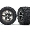 Traxxas Tires & wheels, assembled, glued (2.8″) (RXT black chrome wheels, Talon Extreme tires, foam inserts) (2) (TSM rated) – TRX6773X